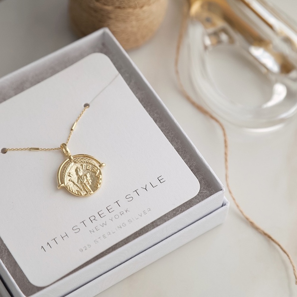 Greek Coin Necklace | 14k Gold Vermeil - Picture 3 of 8